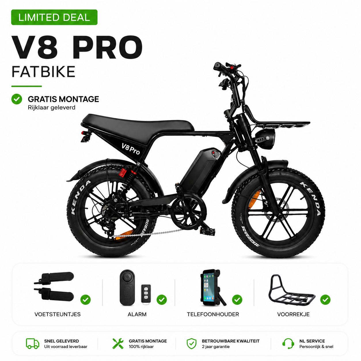 LIMITED DEAL! Ouxi V8 PRO 2026 + Telefoontasje + Voorrek + Dubbele Vering + Alarm