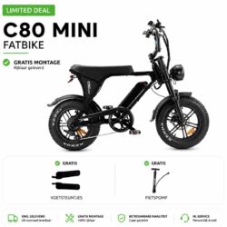 LIMITED DEAL! Ouxi C80 Mini Fatbike Zwart + Voetsteuntjes