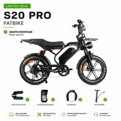 LIMITED DEAL! QMWheel S20 Pro Zwart + Achterzitje + Ringslot + Telefoonhouder + Voetsteunen